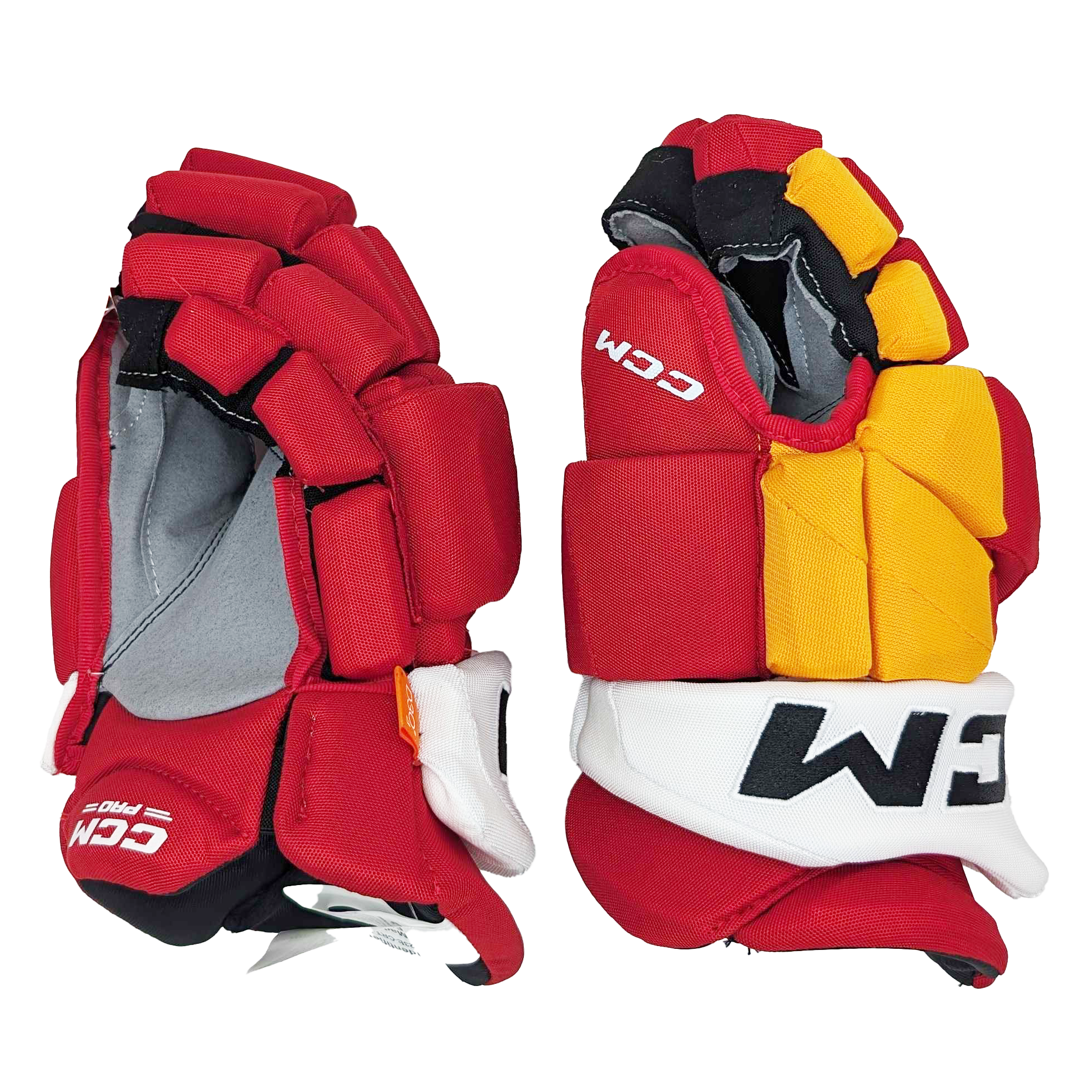 CCM HGJSPP - Gant NHL Pro Stock - Flames de Calgary (Rouge/Jaune/Blanc)